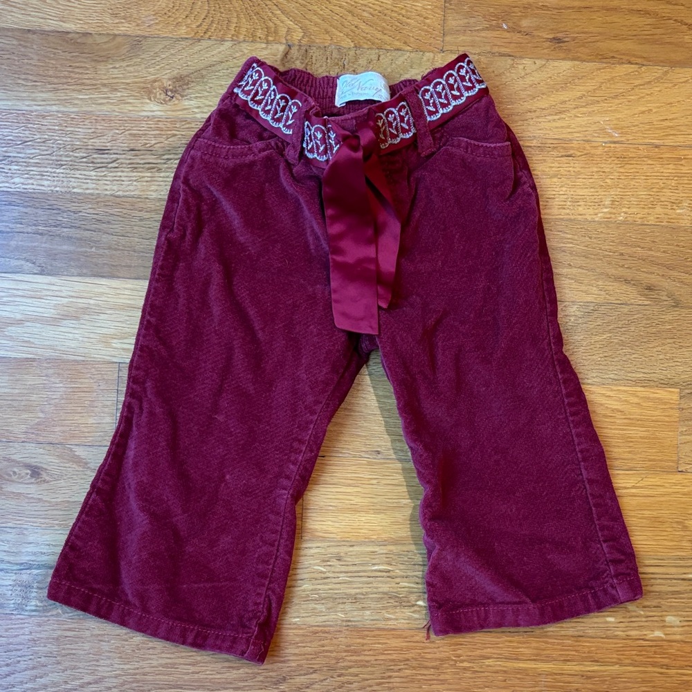 Old Navy Deep Red Velvet Pants Size 12-18 Months